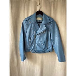 Zara Pale Blue Faux Leather Jacket